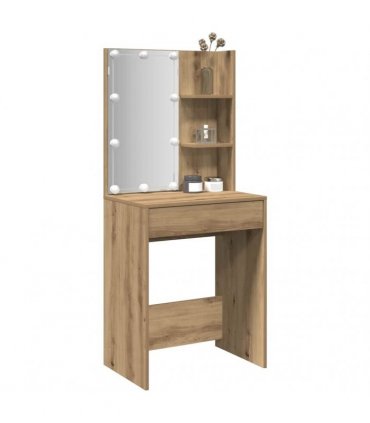 vidaXL Dressing Table with LED Artisan Oak 60x40x140 cm