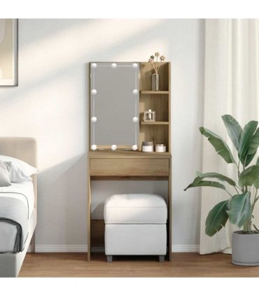 vidaXL Dressing Table with LED Artisan Oak 60x40x140 cm