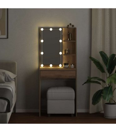 vidaXL Dressing Table with LED Artisan Oak 60x40x140 cm