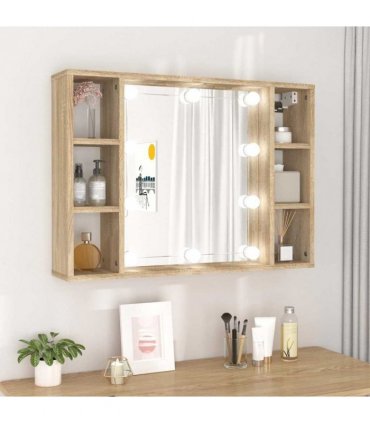 vidaXL Mirror Cabinet with LED Sonoma Oak 76x15x55 cm