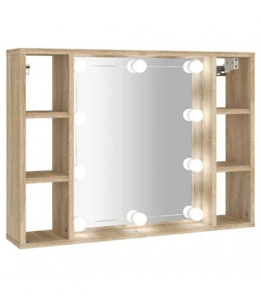 vidaXL Mirror Cabinet with LED Sonoma Oak 76x15x55 cm