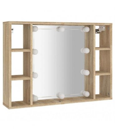 vidaXL Mirror Cabinet with LED Sonoma Oak 76x15x55 cm
