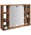 vidaXL Mirror Cabinet with LED Old Wood 76x15x55 cm Engineered Wood