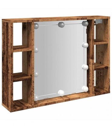 vidaXL Mirror Cabinet with LED Old Wood 76x15x55 cm Engineered Wood