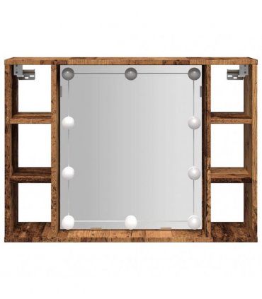 vidaXL Mirror Cabinet with LED Old Wood 76x15x55 cm Engineered Wood
