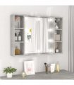 vidaXL Mirror Cabinet with LED Concrete Grey 76x15x55 cm