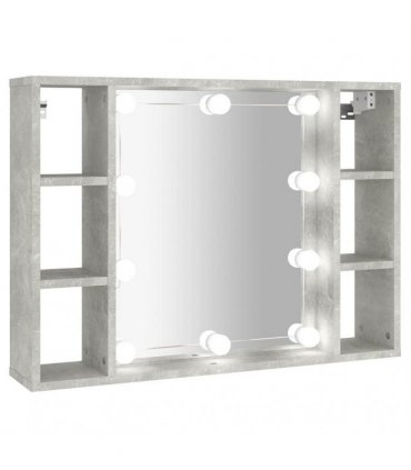 vidaXL Mirror Cabinet with LED Concrete Grey 76x15x55 cm