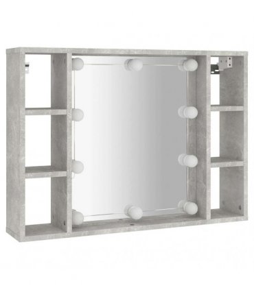 vidaXL Mirror Cabinet with LED Concrete Grey 76x15x55 cm