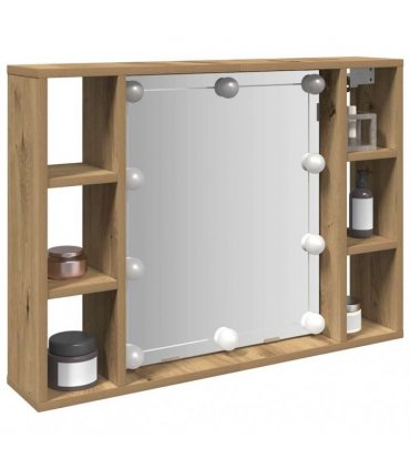 vidaXL Mirror Cabinet with LED Artisan Oak 76x15x55 cm Engineered Wood