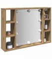vidaXL Mirror Cabinet with LED Artisan Oak 76x15x55 cm Engineered Wood