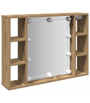 vidaXL Mirror Cabinet with LED Artisan Oak 76x15x55 cm Engineered Wood