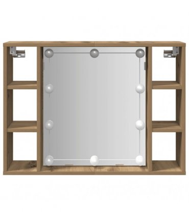 vidaXL Mirror Cabinet with LED Artisan Oak 76x15x55 cm Engineered Wood