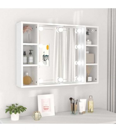 vidaXL Mirror Cabinet with LED White 76x15x55 cm