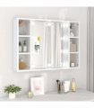 vidaXL Mirror Cabinet with LED White 76x15x55 cm