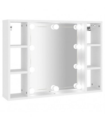 vidaXL Mirror Cabinet with LED White 76x15x55 cm