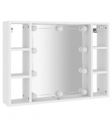 vidaXL Mirror Cabinet with LED White 76x15x55 cm