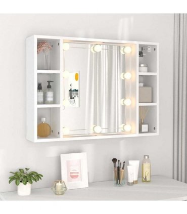 vidaXL Mirror Cabinet with LED White 76x15x55 cm