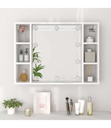 vidaXL Mirror Cabinet with LED White 76x15x55 cm