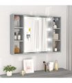 vidaXL Mirror Cabinet with LED Grey Sonoma 76x15x55 cm