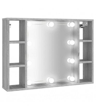 vidaXL Mirror Cabinet with LED Grey Sonoma 76x15x55 cm