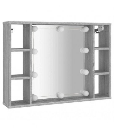 vidaXL Mirror Cabinet with LED Grey Sonoma 76x15x55 cm