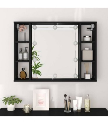 vidaXL Mirror Cabinet | Black | Engineered wood, acrylic | Medium