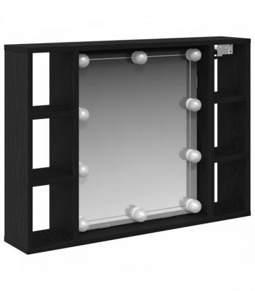 vidaXL Mirror Cabinet Black Oak 76 x 15 x 55 cm Engineered Wood