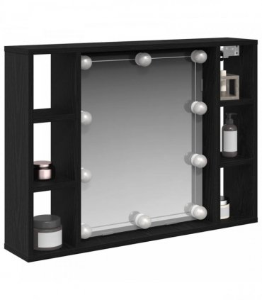 vidaXL Mirror Cabinet Black Oak 76 x 15 x 55 cm Engineered Wood
