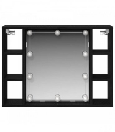 vidaXL Mirror Cabinet Black Oak 76 x 15 x 55 cm Engineered Wood