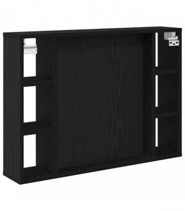 vidaXL Mirror Cabinet Black Oak 76 x 15 x 55 cm Engineered Wood