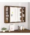 vidaXL Mirror Cabinet with LED Brown Oak 76x15x55 cm