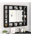 vidaXL LED Mirror Cabinet Black 91x15x76.5 cm
