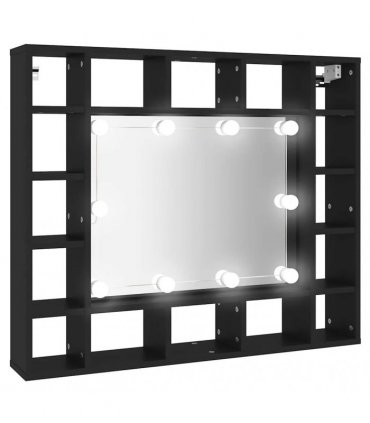 vidaXL LED Mirror Cabinet Black 91x15x76.5 cm