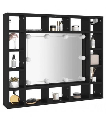 vidaXL LED Mirror Cabinet Black 91x15x76.5 cm