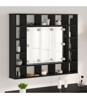 vidaXL Mirror Cabinet Black Oak 91 x 15 x 76.5 cm Engineered Wood