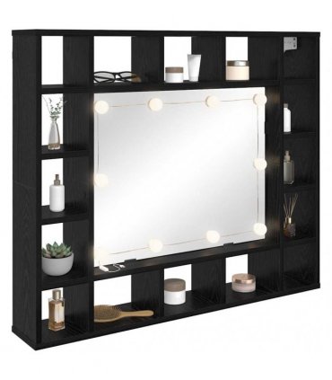 vidaXL Mirror Cabinet Black Oak 91 x 15 x 76.5 cm Engineered Wood