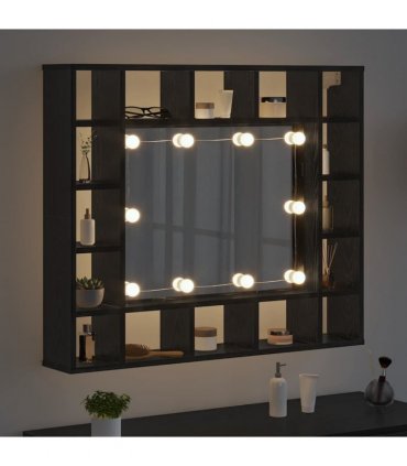 vidaXL Mirror Cabinet Black Oak 91 x 15 x 76.5 cm Engineered Wood