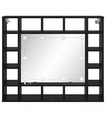 vidaXL Mirror Cabinet Black Oak 91 x 15 x 76.5 cm Engineered Wood