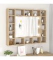 vidaXL Mirror Cabinet with LED Sonoma Oak 91x15x76.5 cm