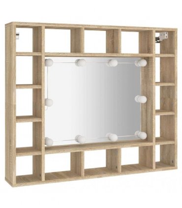 vidaXL Mirror Cabinet with LED Sonoma Oak 91x15x76.5 cm
