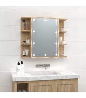 vidaXL Mirror Cabinet with LED Sonoma Oak 70x16.5x60 cm