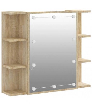 vidaXL Mirror Cabinet with LED Sonoma Oak 70x16.5x60 cm