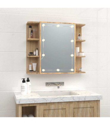 vidaXL Mirror Cabinet with LED Sonoma Oak 70x16.5x60 cm