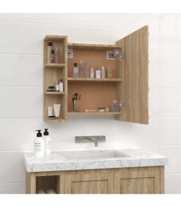 vidaXL Mirror Cabinet with LED Sonoma Oak 70x16.5x60 cm