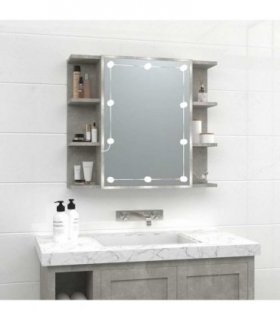 vidaXL Mirror Cabinet with LED Concrete Grey 70x16.5x60 cm