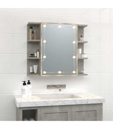 vidaXL Mirror Cabinet with LED Concrete Grey 70x16.5x60 cm