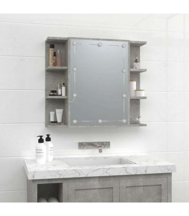 vidaXL Mirror Cabinet with LED Concrete Grey 70x16.5x60 cm