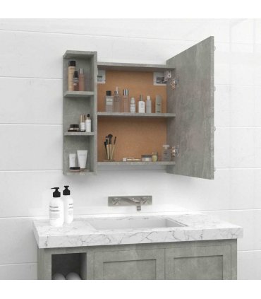 vidaXL Mirror Cabinet with LED Concrete Grey 70x16.5x60 cm