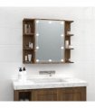vidaXL Mirror Cabinet with LED Brown Oak 70x16.5x60 cm