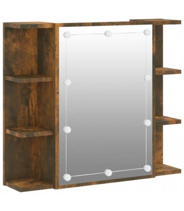 vidaXL Mirror Cabinet with LED Smoked Oak 70x16.5x60 cm